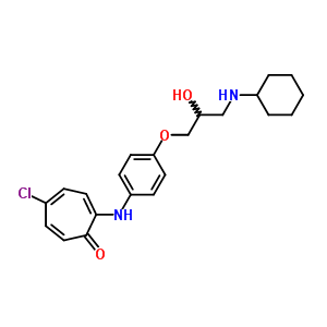 5-氯-2-[[4-[3-(環(huán)己基氨基)-2-羥基丙氧基]苯基]氨基]-2,4,6-環(huán)庚三烯-1-酮結(jié)構(gòu)式_38767-97-4結(jié)構(gòu)式