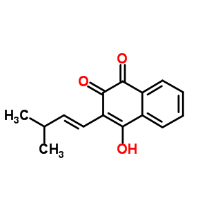 1,4-Naphthoquinone, 2-hydroxy-3-(3-methyl-1-butenyl)-Structure,4042-39-1Structure 1,4-Naphthoquinone, 2-hydroxy-3-(3-methyl-1-butenyl)- Structure,4042-39-1Structure