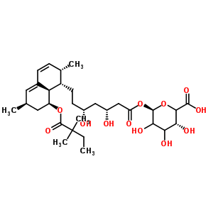 1-O-[(3R,5R)-7-{(1S,2S,6R,8S,8aR)-8-[(2,2-二甲基丁?；?氧基]-2,6-二甲基-1,2,6,7,8,8a-六氫-1-萘基}-3,5-二羥基庚酰]-beta-L-甘油-吡喃己糖酸結(jié)構(gòu)式_463962-56-3結(jié)構(gòu)式