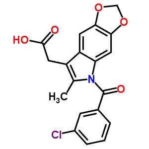 5-(3-氯苯甲?；?-6-甲基-5H-1,3-二氧代[4,5-f]吲哚-7-乙酸結(jié)構(gòu)式_50332-00-8結(jié)構(gòu)式