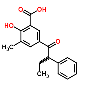 2-Hydroxy-3-methyl-5-(2-phenylbutyryl)benzoic acidStructure,50439-07-1Structure 2-Hydroxy-3-methyl-5-(2-phenylbutyryl)benzoic acid Structure,50439-07-1Structure