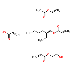 2-Propenoic acid, polymer with ethenyl acetate, 2-ethylhexyl 2-propenoate and 2-hydroxyethyl 2-propenoateStructure,50862-46-9Structure 2-Propenoic acid, polymer with ethenyl acetate, 2-ethylhexyl 2-propenoate and 2-hydroxyethyl 2-propenoate Structure,50862-46-9Structure