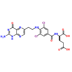 (2R)-2-[[4-[2-(2-氨基-4-氧代-1H-蝶啶-6-基)乙基氨基]-3,5-二氯-苯甲?；鵠氨基]戊二酸結(jié)構(gòu)式_51865-65-7結(jié)構(gòu)式