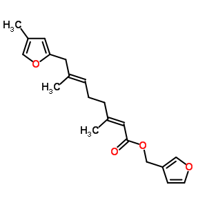 (2E,6e)-3,7-dimethyl-8-(4-methyl-2-furyl)-2,6-octadienoic acid 3-furylmethyl esterStructure,53492-34-5Structure (2E,6e)-3,7-dimethyl-8-(4-methyl-2-furyl)-2,6-octadienoic acid 3-furylmethyl ester Structure,53492-34-5Structure
