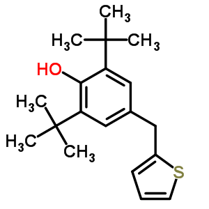 Phenol,2,6-bis(1,1-dimethylethyl)-4-(2-thienylmethyl)-Structure,5429-76-5Structure Phenol,2,6-bis(1,1-dimethylethyl)-4-(2-thienylmethyl)- Structure,5429-76-5Structure