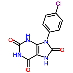 1H-purine-2,6,8(3h)-trione,9-(4-chlorophenyl)-7,9-dihydro-Structure,5444-39-3Structure 1H-purine-2,6,8(3h)-trione,9-(4-chlorophenyl)-7,9-dihydro- Structure,5444-39-3Structure