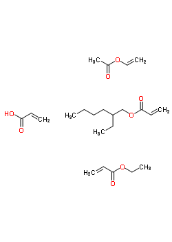 2-Propenoic acid, polymer with ethenyl acetate, 2-ethylhexyl 2-propenoate and ethyl 2-propenoateStructure,54579-45-2Structure 2-Propenoic acid, polymer with ethenyl acetate, 2-ethylhexyl 2-propenoate and ethyl 2-propenoate Structure,54579-45-2Structure