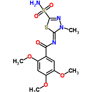 N-(4,5-dihydro-4-methyl-2-sulfamoyl-1,3,4-thiadiazol-5-ylidene)-2,4,5-trimethoxybenzamideStructure,55217-93-1Structure N-(4,5-dihydro-4-methyl-2-sulfamoyl-1,3,4-thiadiazol-5-ylidene)-2,4,5-trimethoxybenzamide Structure,55217-93-1Structure