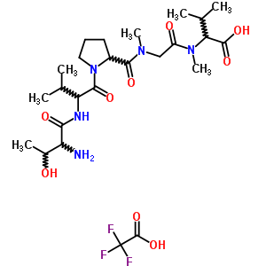 2-[[2-[[1-[2-[(2-氨基-3-羥基-丁?；?氨基]-3-甲基-丁酰基]吡咯烷-2-羰基]-甲基-氨基]乙?；鵠-甲基-氨基]-3-甲基-丁酸結(jié)構(gòu)式_5648-68-0結(jié)構(gòu)式