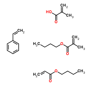 2-Methyl-2-propenoic acid polymer with butyl 2-methyl-2-propenoate, butyl 2-propenoate and ethenylbenzeneStructure,58048-89-8Structure 2-Methyl-2-propenoic acid polymer with butyl 2-methyl-2-propenoate, butyl 2-propenoate and ethenylbenzene Structure,58048-89-8Structure