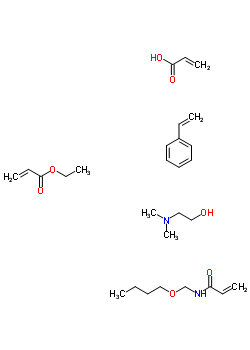 2-Propenoic acid, polymer with n-(butoxymethyl)-2-propenamide, ethenylbenzene and ethyl 2-propenoate, compd. with 2-(dimethylamino)ethanolStructure,58067-89-3Structure 2-Propenoic acid, polymer with n-(butoxymethyl)-2-propenamide, ethenylbenzene and ethyl 2-propenoate, compd. with 2-(dimethylamino)ethanol Structure,58067-89-3Structure