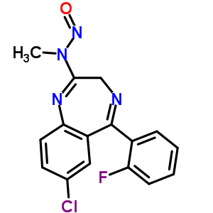 7-氯-5-(2-氟苯基)-2-(N-亞硝基甲基氨基)-3H-1,4-苯并二氮雜卓結(jié)構(gòu)式_59467-62-8結(jié)構(gòu)式