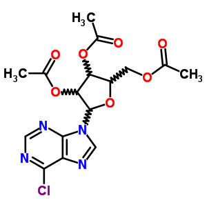 2,3,5-三-O-乙酰基-6-氯嘌呤-9-β-D-呋喃核糖苷結(jié)構(gòu)式_5987-73-5結(jié)構(gòu)式