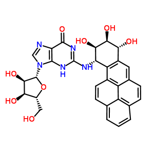 N(2)-(7,8,9,10-四氫-7,8,9-三羥基苯并(a)芘-10-基)鳥嘌呤結(jié)構(gòu)式_60872-70-0結(jié)構(gòu)式