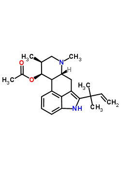 2-(1,1-二甲基-2-丙烯基)-6,8beta-二甲基麥角靈-9beta-醇乙酸酯結(jié)構(gòu)式_62867-47-4結(jié)構(gòu)式