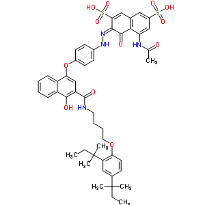 5-(乙?；被?-3-[[4-[[3-[[[4-[2,4-雙(叔戊基)苯氧基]丁基]氨基]羰基]-4-羥基-1-萘]氧基]苯基]氮雜]-4-羥基萘-2,7-二磺酸結(jié)構(gòu)式_63217-28-7結(jié)構(gòu)式