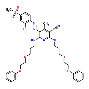 5-[[2-氯-4-(甲基磺?；?苯基]氮雜]-4-甲基-2,6-雙[[3-(2-苯氧基乙氧基)丙基]氨基]煙腈結(jié)構(gòu)式_63281-10-7結(jié)構(gòu)式
