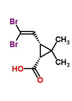 3-(2,2-Dibromovinyl)-2,2-dimethyl-(1-cyclopropane)carboxylic acidStructure,63597-73-9Structure 3-(2,2-Dibromovinyl)-2,2-dimethyl-(1-cyclopropane)carboxylic acid Structure,63597-73-9Structure