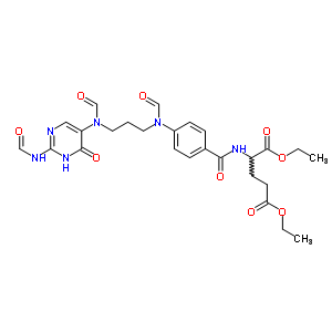 Diethyl 2-[[4-[3-[(2-formamido-4-oxo-3h-pyrimidin-5-yl)-formyl-amino]propyl-formyl-amino]benzoyl]amino]pentanedioate Structure,6367-41-5Structure