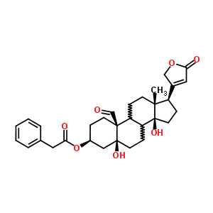 5,14-二羥基-19-氧代-3beta-[(苯基乙?；?氧基]-5beta-心甾-20(22)-烯內(nèi)酯結(jié)構(gòu)式_63979-71-5結(jié)構(gòu)式