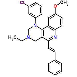 1-(3-氯苯基)-3-乙基-1,2,3,4-四氫-9-甲氧基-5-(2-苯基乙烯)-嘧啶并[5,4-c]喹啉結構式_65273-94-1結構式