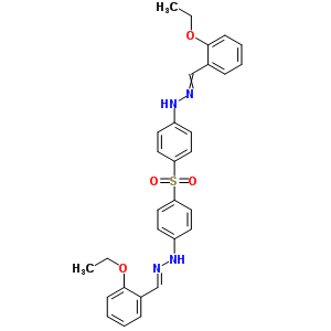 N-[(2-乙氧基苯基)亞甲基氨基]-4-[4-[(2z)-2-[(2-乙氧基苯基)亞甲基]肼基]苯基]磺?；?苯胺結(jié)構(gòu)式_6634-58-8結(jié)構(gòu)式