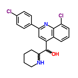 4-Quinolinemethanol, 8-chloro-2-(p-chlorophenyl)-.alpha.-2-piperidyl-Structure,69796-18-5Structure 4-Quinolinemethanol, 8-chloro-2-(p-chlorophenyl)-.alpha.-2-piperidyl- Structure,69796-18-5Structure