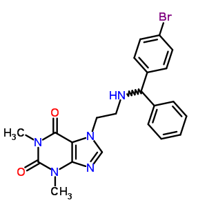 3,7-Dihydro-7-(2-(((4-bromophenyl)phenylmethyl)amino)ethyl)-1,3-dimethyl-1h-purine-2,6-dioneStructure,72754-66-6Structure 3,7-Dihydro-7-(2-(((4-bromophenyl)phenylmethyl)amino)ethyl)-1,3-dimethyl-1h-purine-2,6-dione Structure,72754-66-6Structure