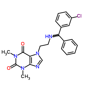1H-purine-2,6-dione, 3,7-dihydro-7-(2-(((3-chlorophenyl)phenylmethyl)amino)ethyl)-1,3-dimethyl-Structure,72754-68-8Structure 1H-purine-2,6-dione, 3,7-dihydro-7-(2-(((3-chlorophenyl)phenylmethyl)amino)ethyl)-1,3-dimethyl- Structure,72754-68-8Structure