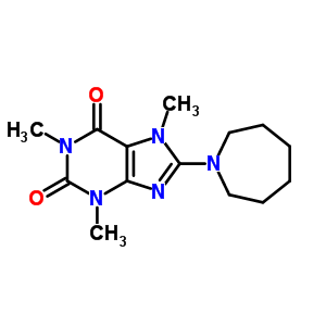 1H-purine-2,6-dione,8-(hexahydro-1h-azepin-1-yl)-3,7-dihydro-1,3,7-trimethyl-Structure,7499-89-0Structure 1H-purine-2,6-dione,8-(hexahydro-1h-azepin-1-yl)-3,7-dihydro-1,3,7-trimethyl- Structure,7499-89-0Structure