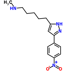 1H-pyrazole-3-pentanamine,n-methyl-5-(4-nitrophenyl)-Structure,75876-13-0Structure 1H-pyrazole-3-pentanamine,n-methyl-5-(4-nitrophenyl)- Structure,75876-13-0Structure