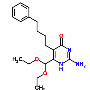 4(3H)-pyrimidinone,2-amino-6-(diethoxymethyl)-5-(4-phenylbutyl)-Structure,7781-11-5Structure 4(3H)-pyrimidinone,2-amino-6-(diethoxymethyl)-5-(4-phenylbutyl)- Structure,7781-11-5Structure