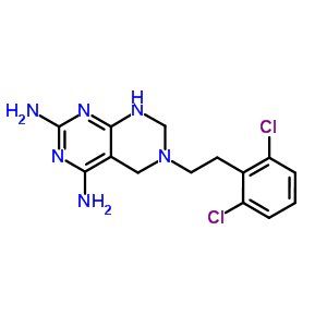 6-[2-(2,6-二氯苯基)乙基]-5,6,7,8-四氫-嘧啶并[4,5-d]嘧啶-2,4-二胺結(jié)構(gòu)式_79988-69-5結(jié)構(gòu)式