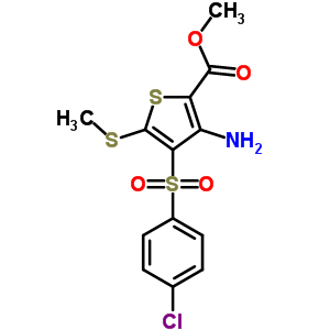 3-氨基-4-[(4-氯苯基)磺?；鵠-5-(甲基硫代)噻吩-2-羧酸甲酯結(jié)構(gòu)式_845266-18-4結(jié)構(gòu)式