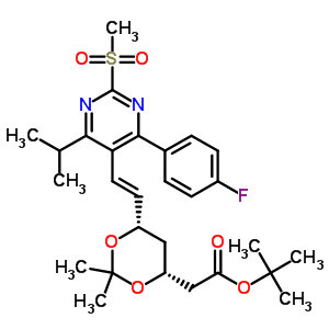 7-[4-(4-氟苯基)-6-異丙基-2-甲基磺?；奏?5-基]-(3R,5S)-異亞丙基-(E)-6-庚酸叔丁酯結(jié)構(gòu)式_849470-63-9結(jié)構(gòu)式