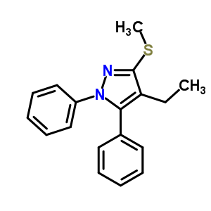 1,5-Diphenyl-4-ethyl-3-methylthio-1h-pyrazoleStructure,871110-28-0Structure 1,5-Diphenyl-4-ethyl-3-methylthio-1h-pyrazole Structure,871110-28-0Structure