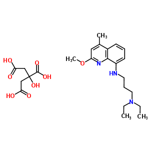 N,N-二乙基-N-(2-甲氧基-4-甲基-喹啉-8-基)丙烷-1,3-二胺結(jié)構(gòu)式_88755-82-2結(jié)構(gòu)式