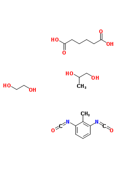 Hexanedioic acid, polymer with 1,3-diisocyanatomethyl benzene, 1,2-ethanediol and 1,2-propanediol adipic acid, ethylene glycol, propylene glycol, toluene diisocyanate polymerStructure,9063-78-9Structure Hexanedioic acid, polymer with 1,3-diisocyanatomethyl benzene, 1,2-ethanediol and 1,2-propanediol adipic acid, ethylene glycol, propylene glycol, toluene diisocyanate polymer Structure,9063-78-9Structure