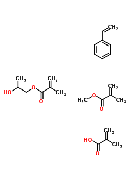 甲基丙烯酸與乙烯基苯, 甲基丙烯酸甲酯和 1,2-丙二醇單甲基丙烯酸酯的聚合物結(jié)構(gòu)式_9072-80-4結(jié)構(gòu)式