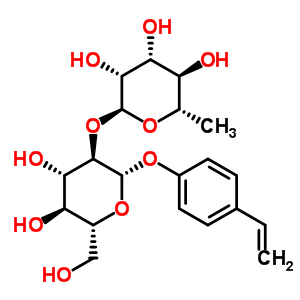 4-乙烯基苯基 2-O-(6-去氧-ALPHA-L-吡喃甘露糖)-BETA-D-吡喃葡萄糖苷結(jié)構(gòu)式_90852-99-6結(jié)構(gòu)式