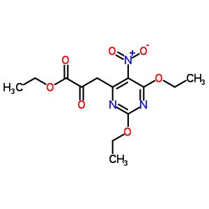 4-Pyrimidinepropanoicacid, 2,6-diethoxy-5-nitro-a-oxo-, ethyl esterStructure,93475-86-6Structure 4-Pyrimidinepropanoicacid, 2,6-diethoxy-5-nitro-a-oxo-, ethyl ester Structure,93475-86-6Structure